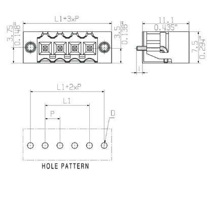 1805250000 - 3.50mm 5-Pole Black PCB Connector with Solder Flange  (Pack of 265)