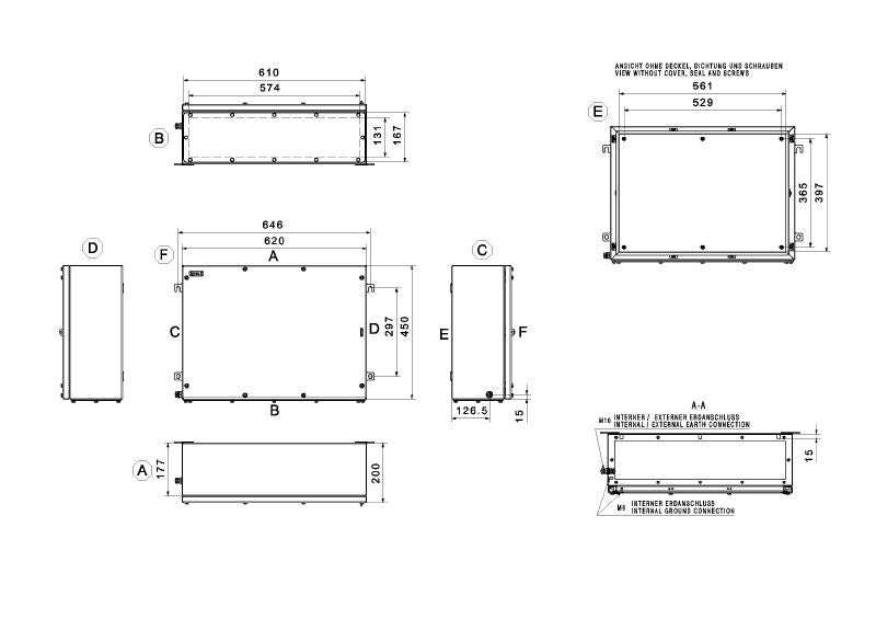 2698070000 - Multi-Hinge Stainless Steel Terminal Box, 450mm x 620mm x 200mm