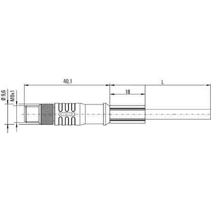 1296792500 - 25m PUR Shielded 4-Pole Male-to-Male Connecting Line