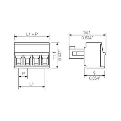 1274820000 - 3.81mm PCB Female Connector for 6 Poles, 180° Angle  (Pack of 50)