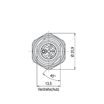 2968020000 - M12 Male Plug with 5 Poles, 0.2m Cable and M16 Thread