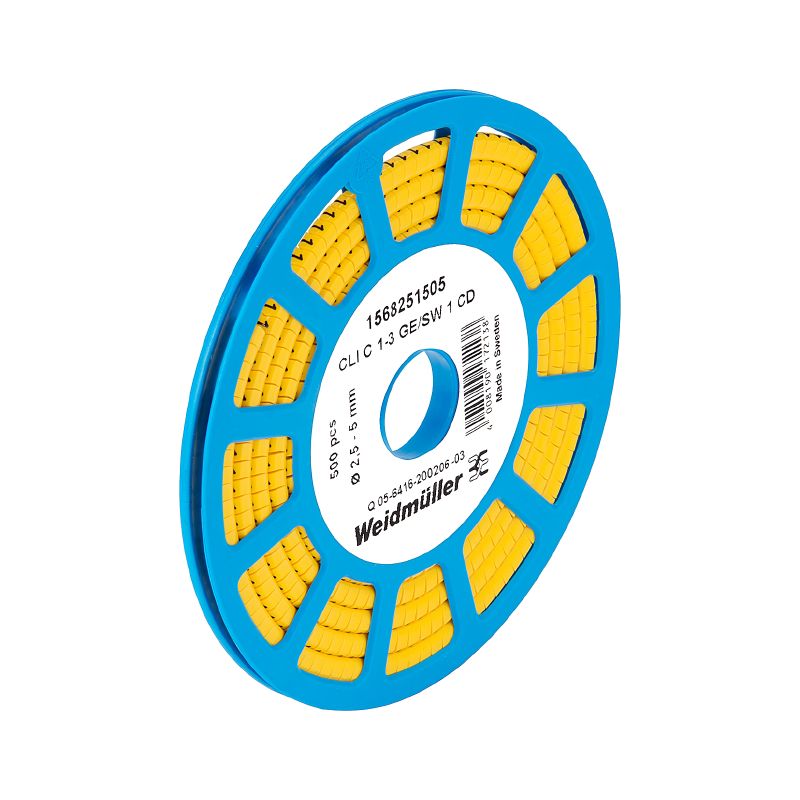 1568251526 - Yellow PVC Cable Markers, 2.5-5mm, -30°C to 80°C  (Pack of 500)