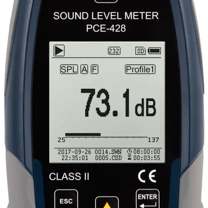 PCE-428-EKIT - Professional Sound Level Meter with USB Logging and Outdoor Kit