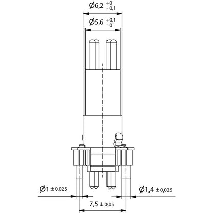 2423970000 - IP67 M8 Connector, 4-Pole PCB Plug with Mounting Thread  (Pack of 25)