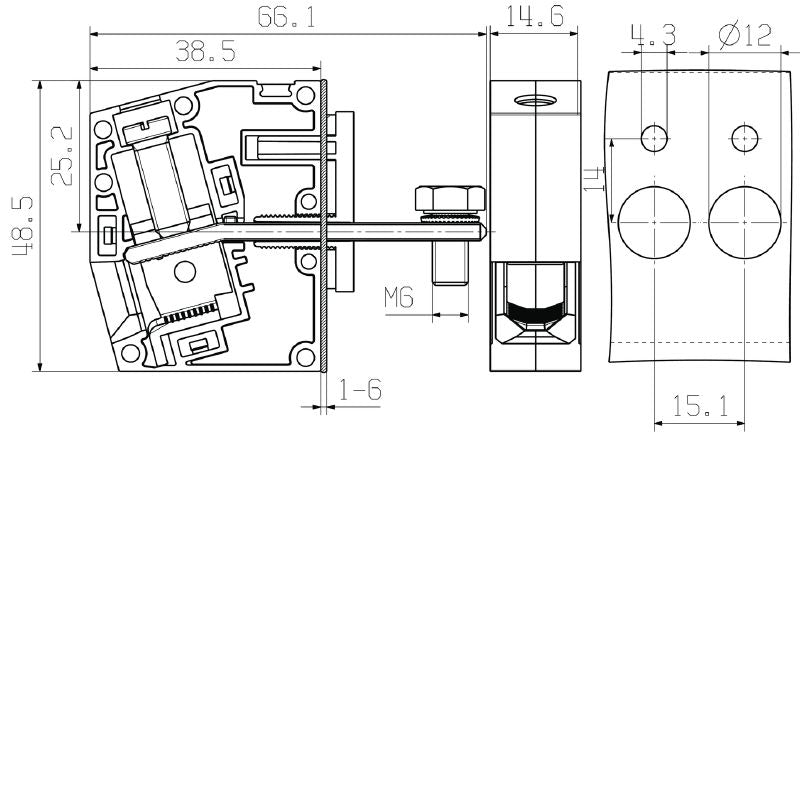2717110000 - 25 mm² Feed-Through Terminal for Direct Mounting  (Pack of 15)