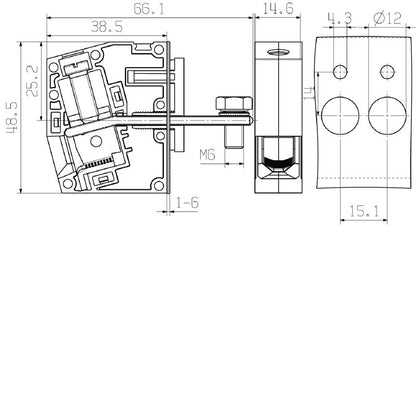 2717110000 - 25 mm² Feed-Through Terminal for Direct Mounting  (Pack of 15)