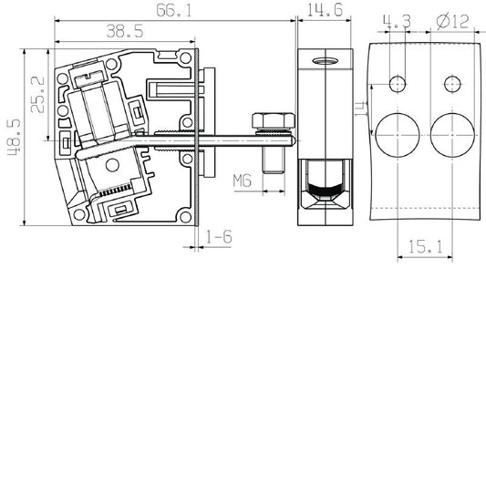 2717110000 - 25 mm² Feed-Through Terminal for Direct Mounting  (Pack of 15)