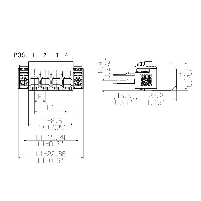 1060520000 - 4-Pole 180-Degree PCB Connector with PUSH IN Mechanism  (Pack of 30)