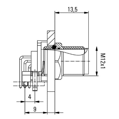 2423780000 - IP67 M12 Connector with 4 Poles and Threaded Mounting  (Pack of 10)