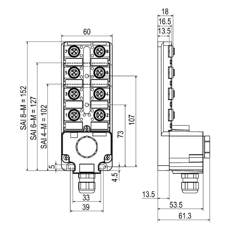 2921120000 - 152mm Hooded Ex Connector - 2-Wire, M12 Design