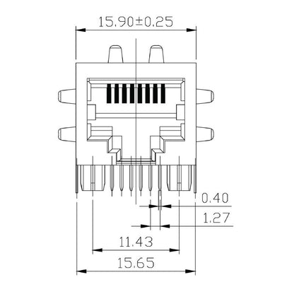 2474160000 - OMNIMATE RJ45 Connector, 90° Elbow, 8 Poles, PA66  (Pack of 120)