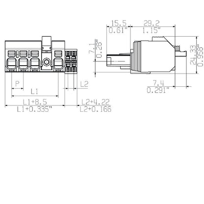 2549490000 - 7.62mm Female Plug Connector, 4-Pole, 180° Orientation  (Pack of 36)
