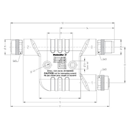 2616420000 - Industrial RoHS Compliant Y Connector with IP67 Rating