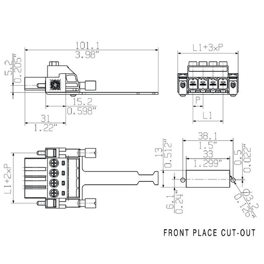 1932520000 - 7.62mm 5-Pole Male PCB Connector for 180° Connections  (Pack of 25)