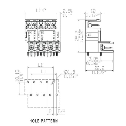 1725380000 - 46-Pole 5.08mm PCB Connector with 90° Elbow, Orange Boxed  (Pack of 10)