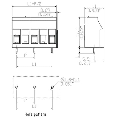 2613380000 - 10.16mm PCB Terminals with 4 Poles, 90° Angle, Orange Box  (Pack of 50)