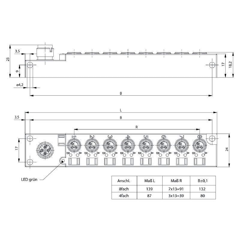 2512390000 - SAI-04L Electrical Component with M12/M8 Connections, 500mA Capacity