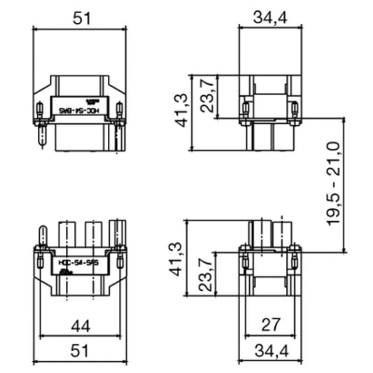 1789980000 - 4-Pole 1000V Female Connector, 40A, Axial Screw Design