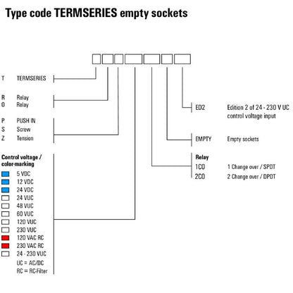 1124100000 - 24VDC Relay Socket with 2 Contacts and Tension-Clamp Connection  (Pack of 10)