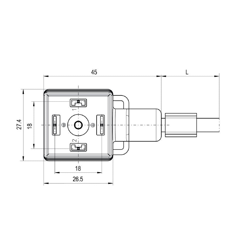 1332340100 - 1m Assembled Black Valve Cable with Straight Plug