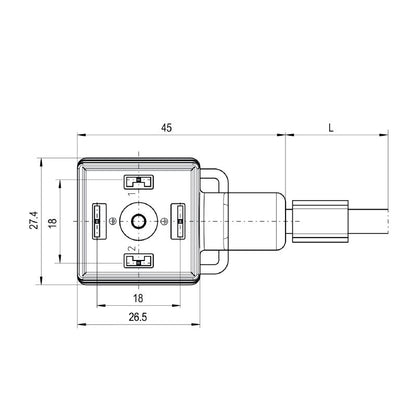 1332340100 - 1m Assembled Black Valve Cable with Straight Plug