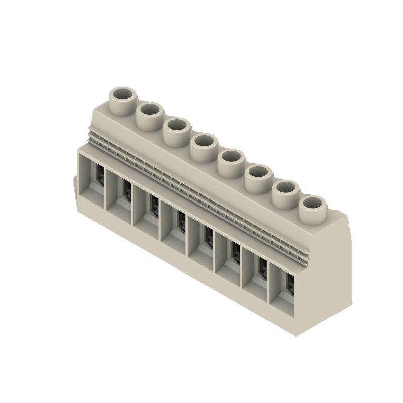 1386800000 - 15mm Terminal Block with 8 Poles in Pebble Grey  (Pack of 8)