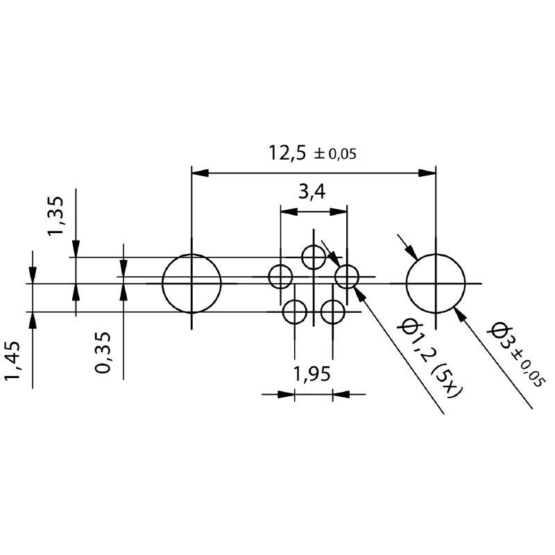 2423700000 - M8 PCB Connector, 5 Poles, IP67, Nickel-Plated, 30V  (Pack of 25)