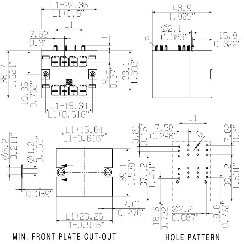 2431490000 - 7.62mm 6-Pole PCB Connector with Clip-On Flange  (Pack of 24)