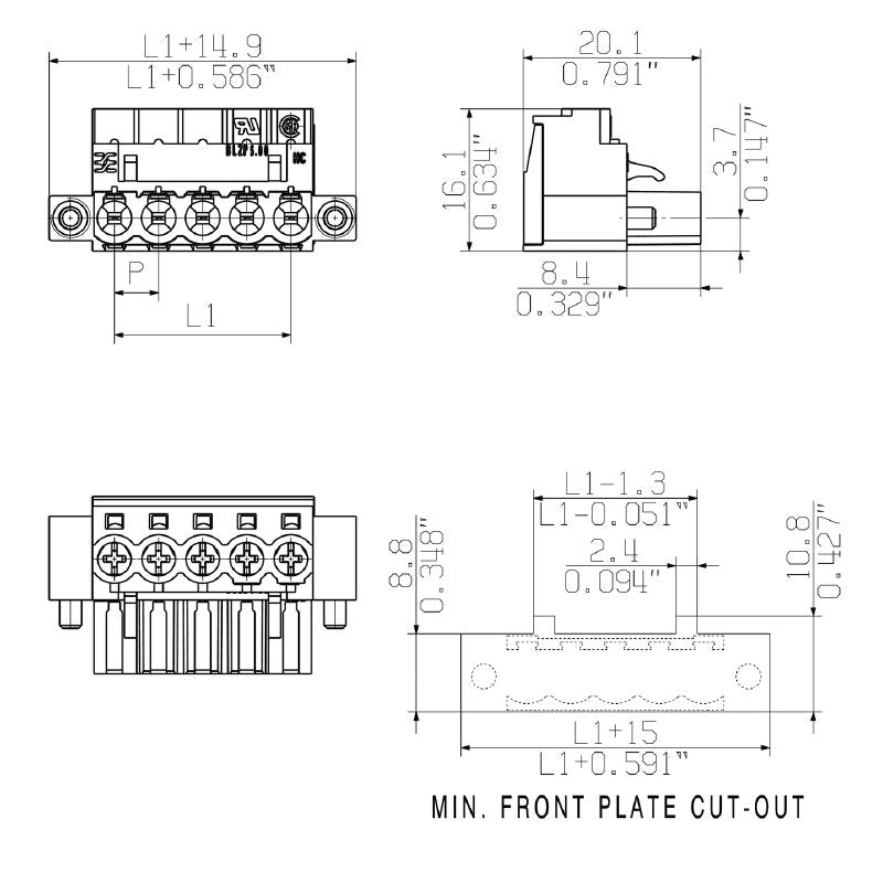 1955610000 - 5.00mm Female PCB Connector, 21 Poles, 180° Angle  (Pack of 12)