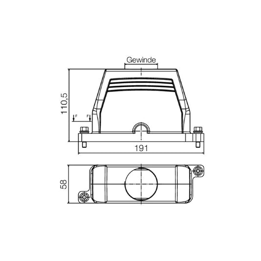1082880000 - IP66/IP68 HDC Enclosure with M50 Cable Entry and Plug Housing