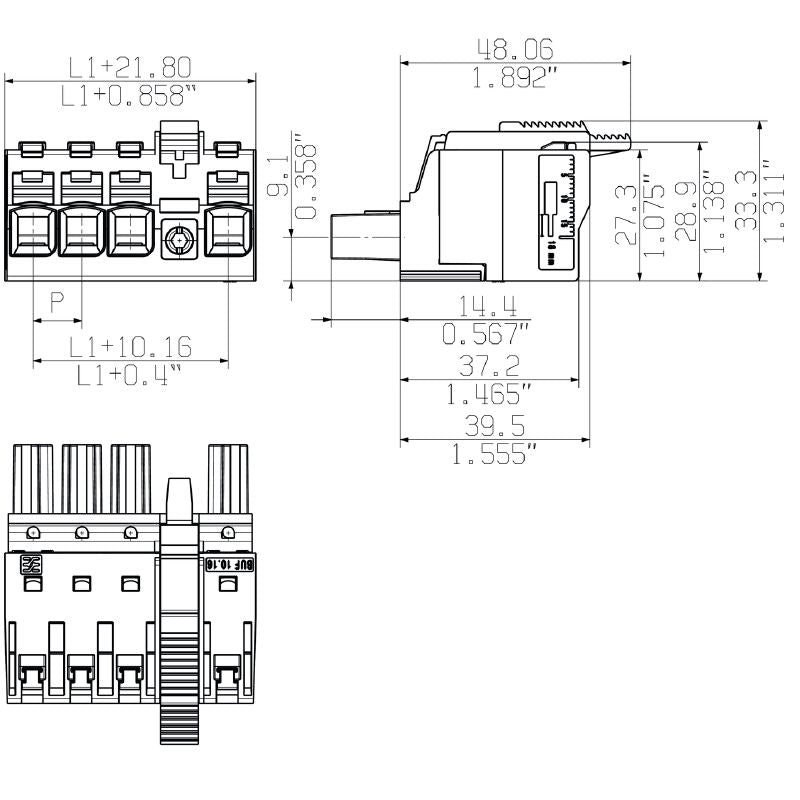 2493280000 - 10.16mm Female PCB Connector, 4 Poles, 180° Push-In Design  (Pack of 24)