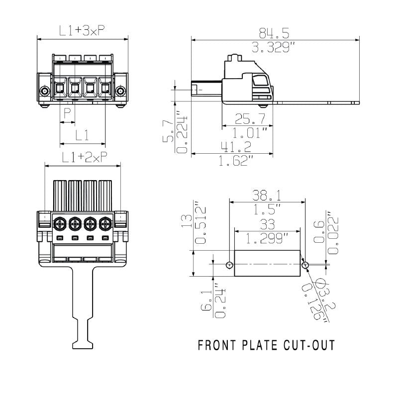 1933500000 - 7.62mm Female Connector, 6-Pole, 180° Clamping Yoke  (Pack of 25)