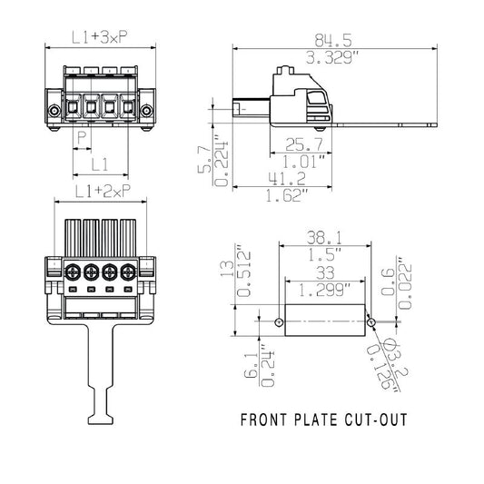 1933500000 - 7.62mm Female Connector, 6-Pole, 180° Clamping Yoke  (Pack of 25)