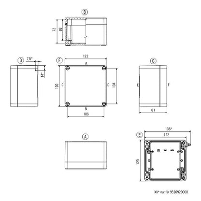 9526920000 - 120mm Aluminum Enclosure, IP66/IP67, RoHS Compliant