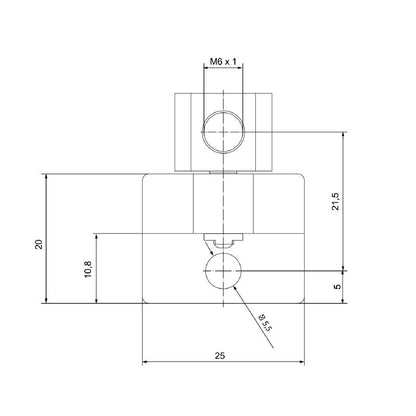 2614220000 - Brass Swivel Holder, 20mm Depth, ROHS Compliant