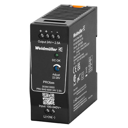 2838410000 - Compact 60W 24V Power Supply, 85mm Deep, 2.5A Output