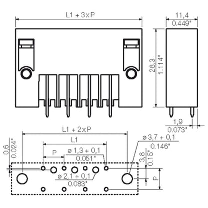 1930840000 - 7.62mm Male PCB Connector with 180° Flange, 4 Poles  (Pack of 36)