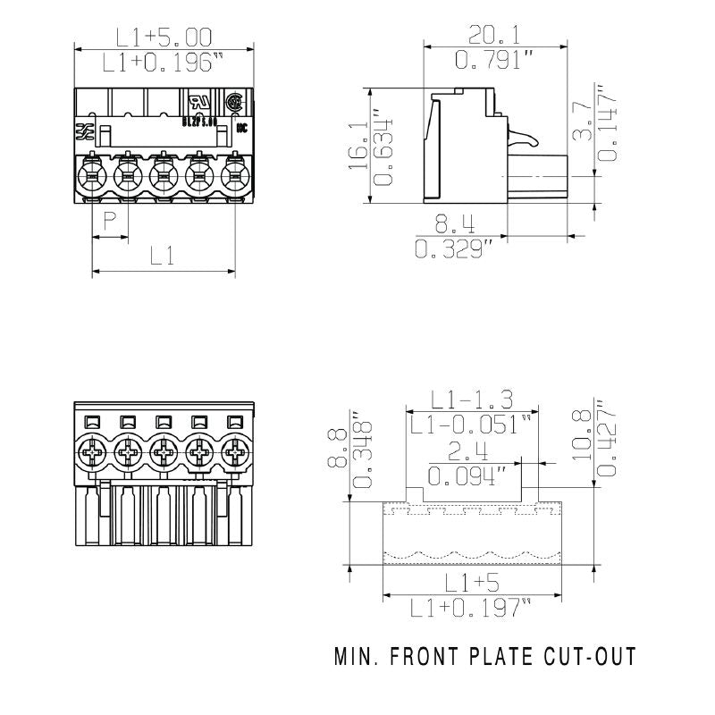1955430000 - 5mm Female Plug-in Connector, 16 Poles, RoHS Compliant  (Pack of 18)