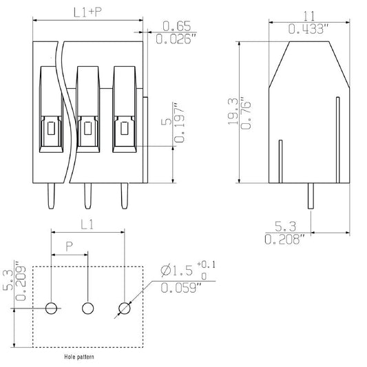 2651860000 - 17-Pole PCB Connector with 3.5mm Solder Pins and 90° Angle  (Pack of 40)