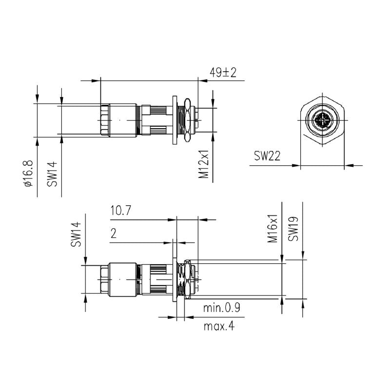 1516340000 - M12 IDC Plug-in Connector for Cat.6 Networks, IP67 Rated