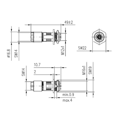 1516340000 - M12 IDC Plug-in Connector for Cat.6 Networks, IP67 Rated