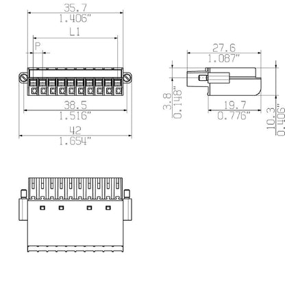 1871690000 - 3.50mm Female PCB Connector, 10 Poles, PUSH IN  (Pack of 20)