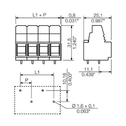2013930000 - 10.16mm PCB Terminal, 90° Mount, Pebble Grey, 2 Poles  (Pack of 20)