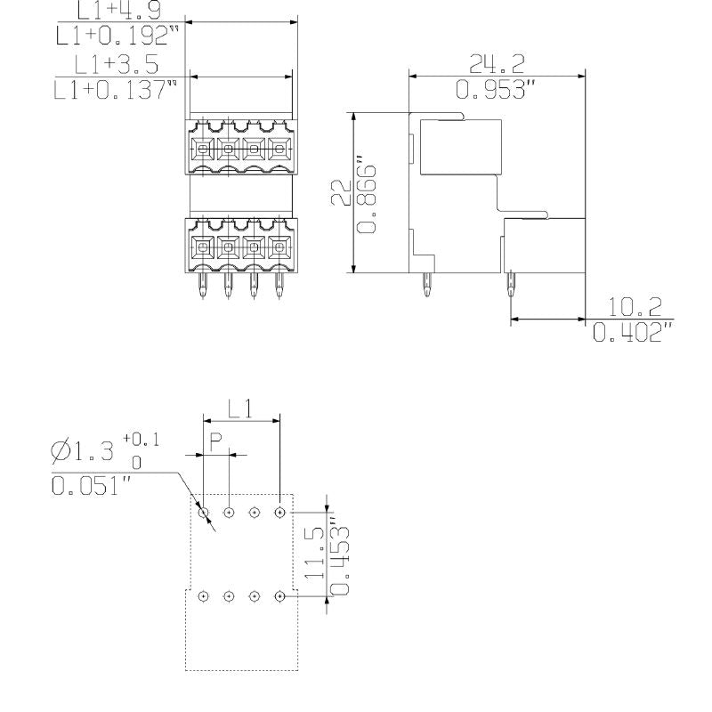 1642260000 - 12-Pole Orange PCB Connector, 90° Angle, 3.2mm Solder Pin  (Pack of 50)