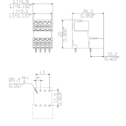 1642260000 - 12-Pole Orange PCB Connector, 90° Angle, 3.2mm Solder Pin  (Pack of 50)