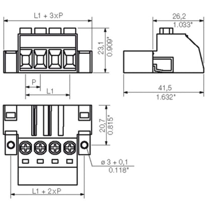1932020000 - 7.62mm PCB Plug-In Connector, 8 Pole, 180° Angle  (Pack of 50)