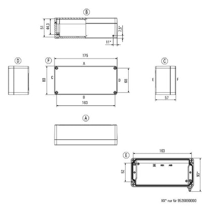 0573500000 - Silver Aluminum Enclosure 80mm x 175mm x 57mm  (Pack of 5)