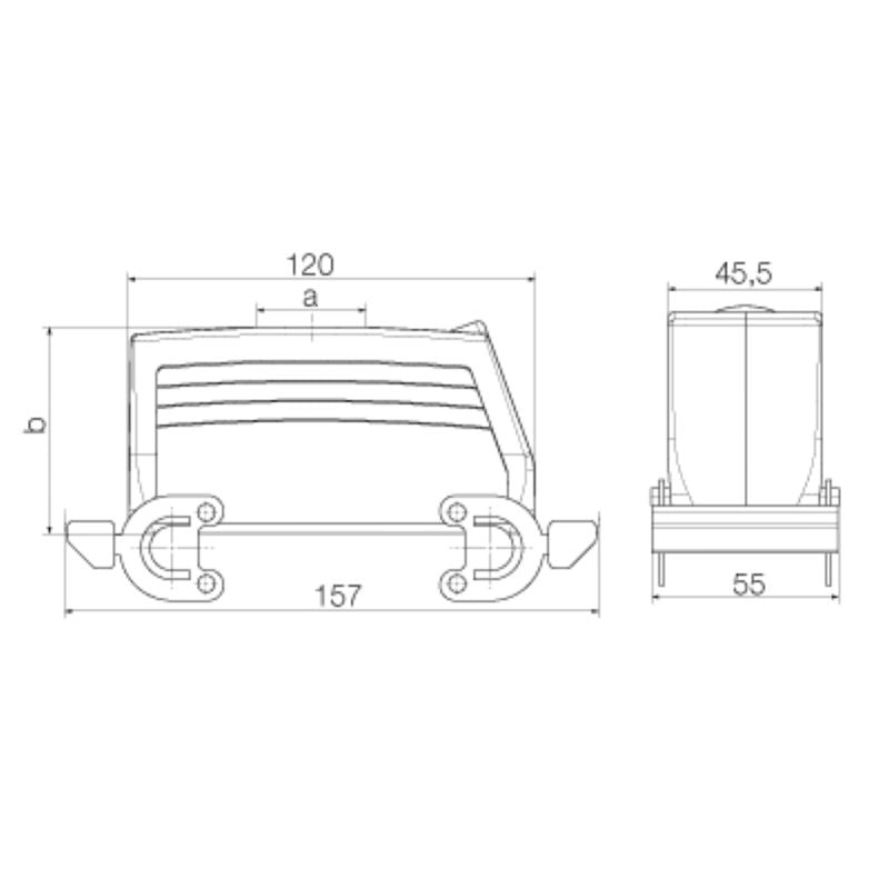 1662020000 - IP65 HDC 24B Enclosure with Top Cable Entry and PG29 Clamp