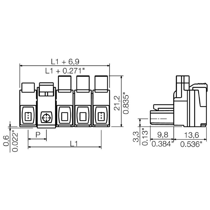 2623160000 - 7.62mm Black PCB Plug-in Connector with 180° Outlet  (Pack of 70)