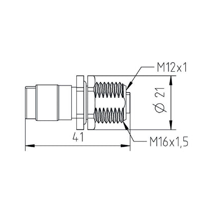 2664780000 - M12 Female Connector for 4 Poles, 4-9mm Cable Diameter